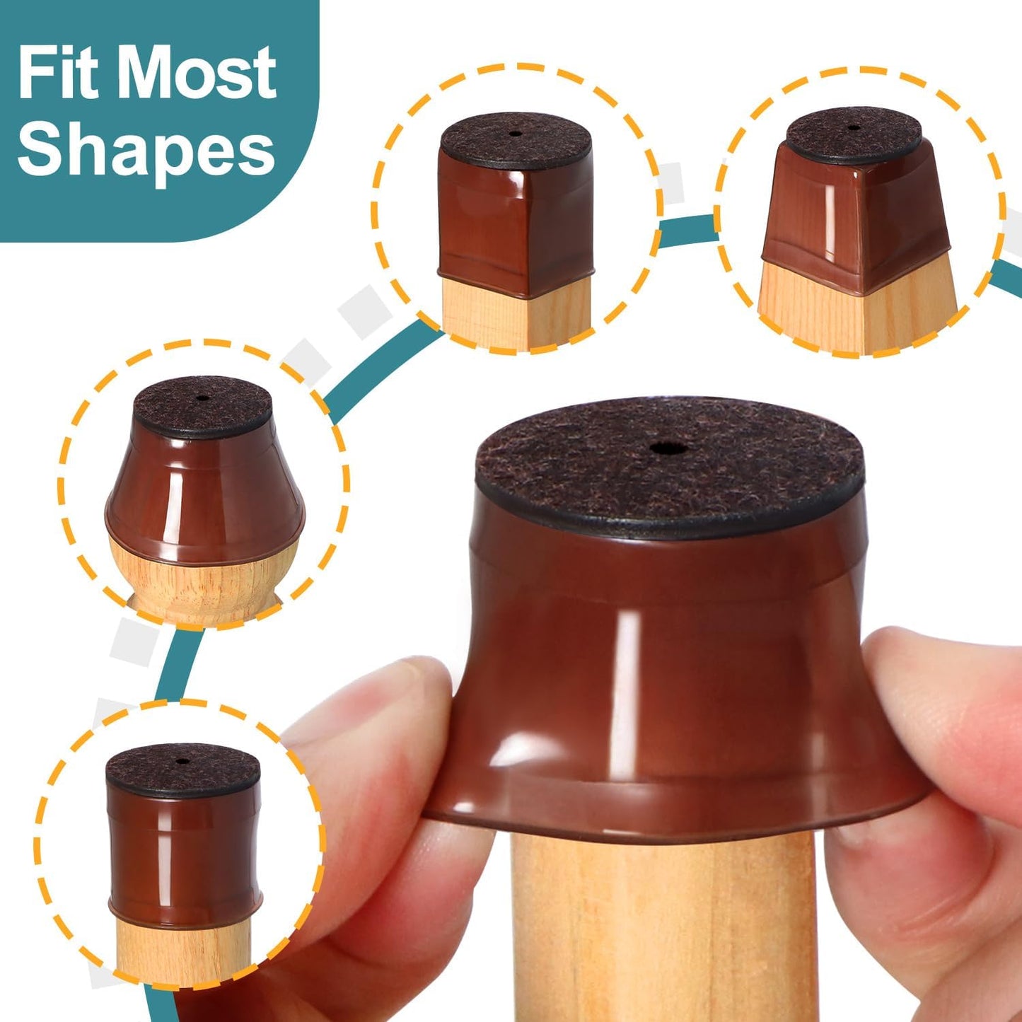 24 Pcs Chair Leg Floor Protectors Round, Silicone Felt Furniture Leg Pads Caps Covers for Hardwood Floors (Fit 1-5/16" to 2")