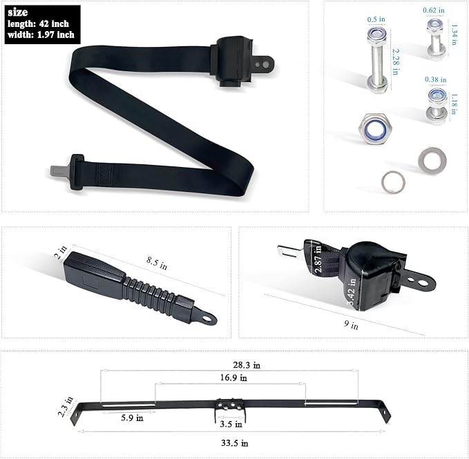 Retractable Golf Cart Seat Belt Bracket Kit - Image 6