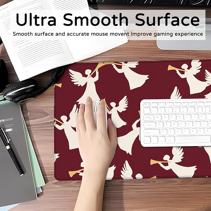 Cute Angel Large Gaming Mouse Pad, Elegant Trumpet Spiritual Desk Mat, - Image 3