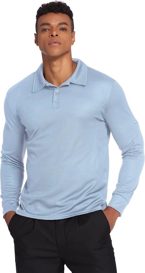 Deyeek Men's Polo Shirts Long Sleeve Golf Polo Shirts - Image 4