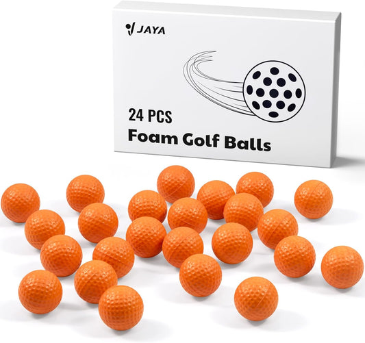 JAYA 24 Pack Foam Golf Practice Balls, Realistic Feel and Limited Flight, Soft for Indoor or Outdoor Training