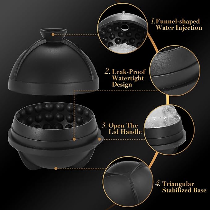 Golf Gifts Ball Ice Maker Mold set of 4, 2.5" Large Sphere Round Ice Cube Mold - Image 3