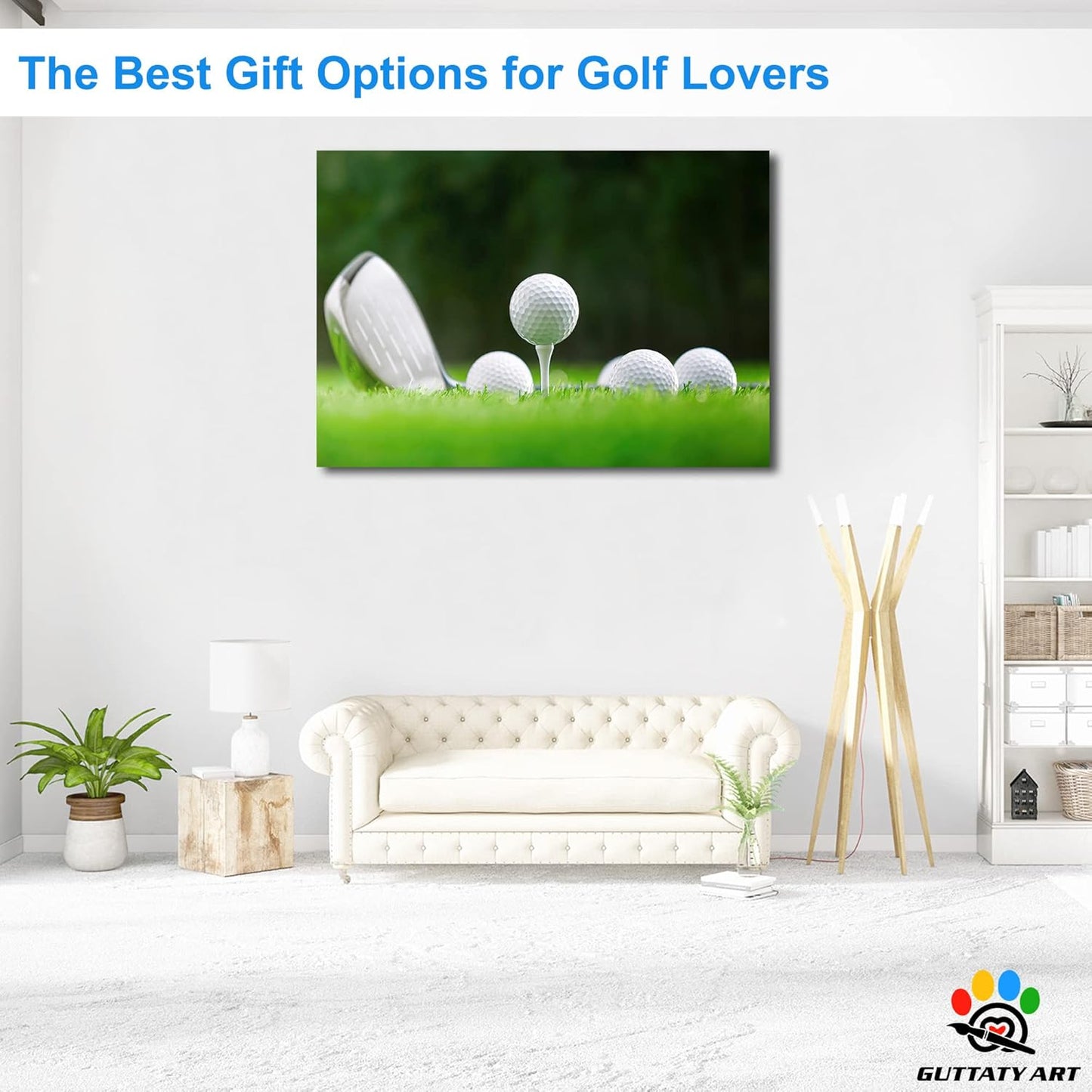 GUTTATY Golf Wall Art, Golf Pictures Posters Canvas Print Wall Decor for Golfer's Man Cave Home Ofice Ready to Hang (28x40 Inches)