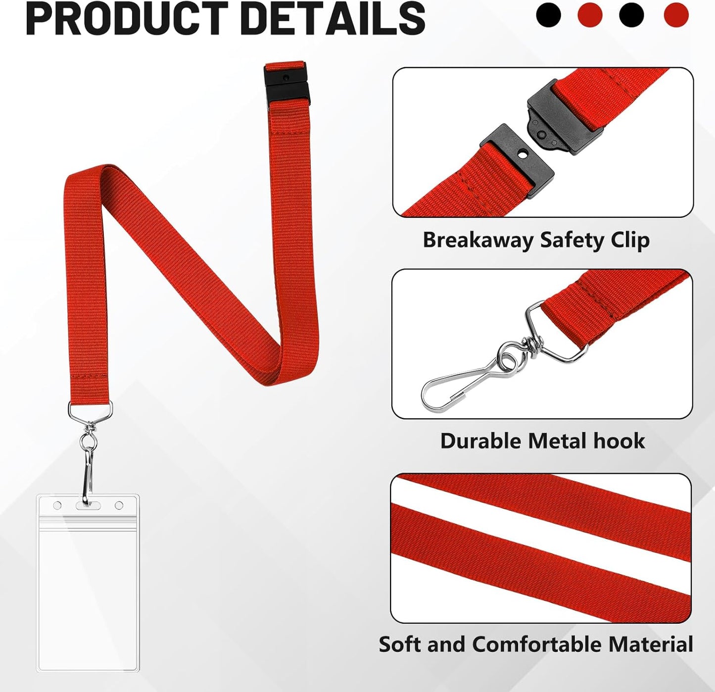 12-Pack Rainbow Breakaway Lanyards with Waterproof Badge Holders, Polyester Neck Straps for ID Cards, Events, Office, and Schools