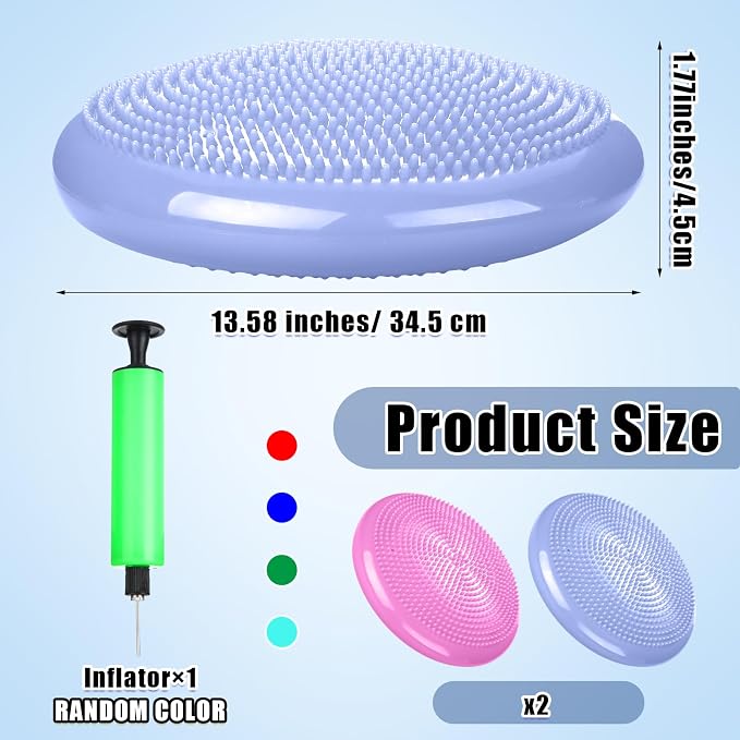 2 Pcs Wiggle Seat Inflated Wobble Cushion Flexible Balance Disc - Image 2