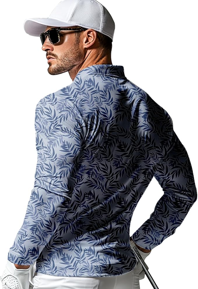 Men's Long Sleeve Golf Shirt Quick Dry 3 Button Work Fishing Outdoor Casual - Image 2