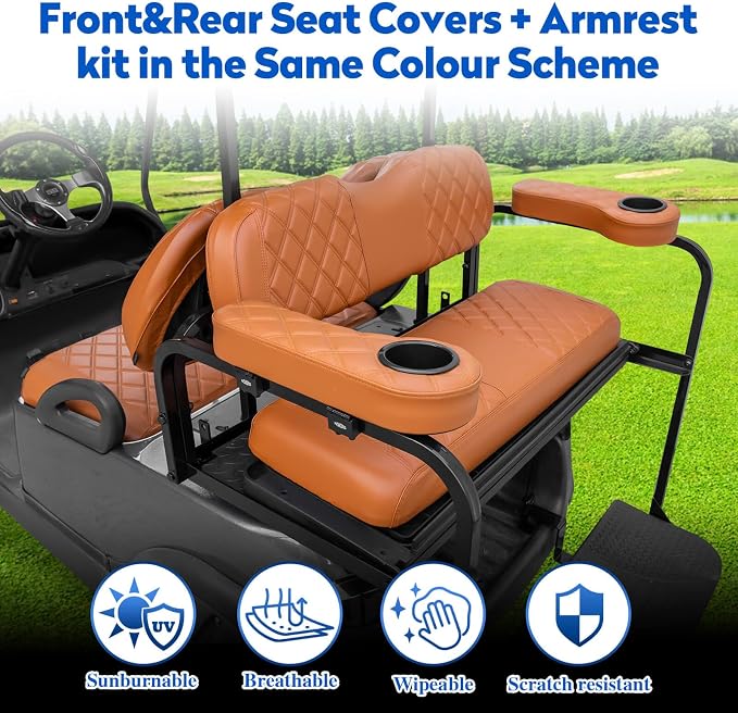 NOKINS Golf Cart Seat Covers for YAMAHA/G29/Drive2, Vinyl Front&Rear Seat Cover - Image 9