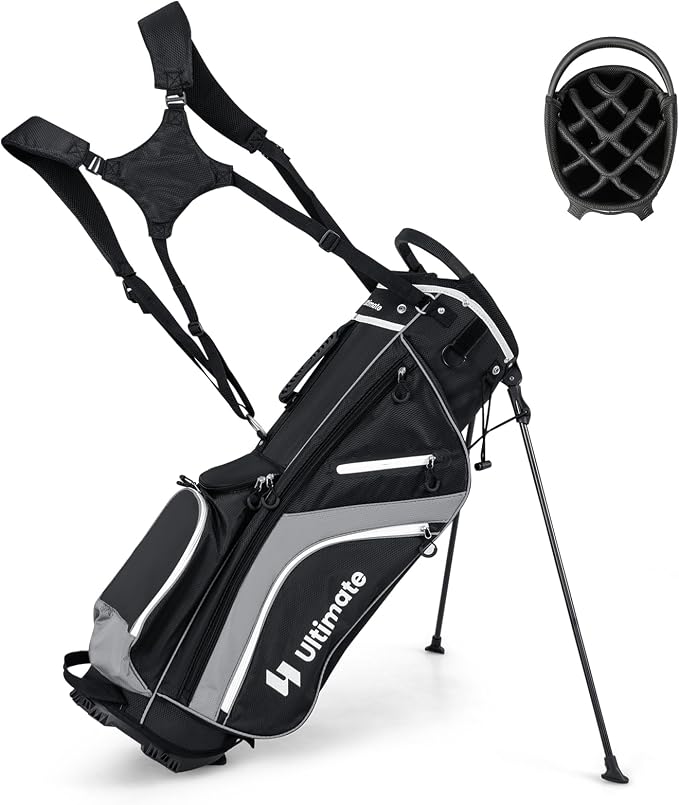 ULTIMATE 14-Way Golf Stand Bag, Portable Golf Bag w/ 6 Pockets, Cooler Bag & by ULTIMATE