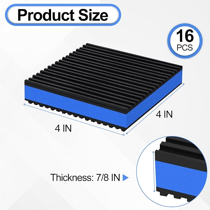 16 Pack Anti Vibration Pads for Washing Machine 4"x4"x7/8", Sound Isolation - Image 2