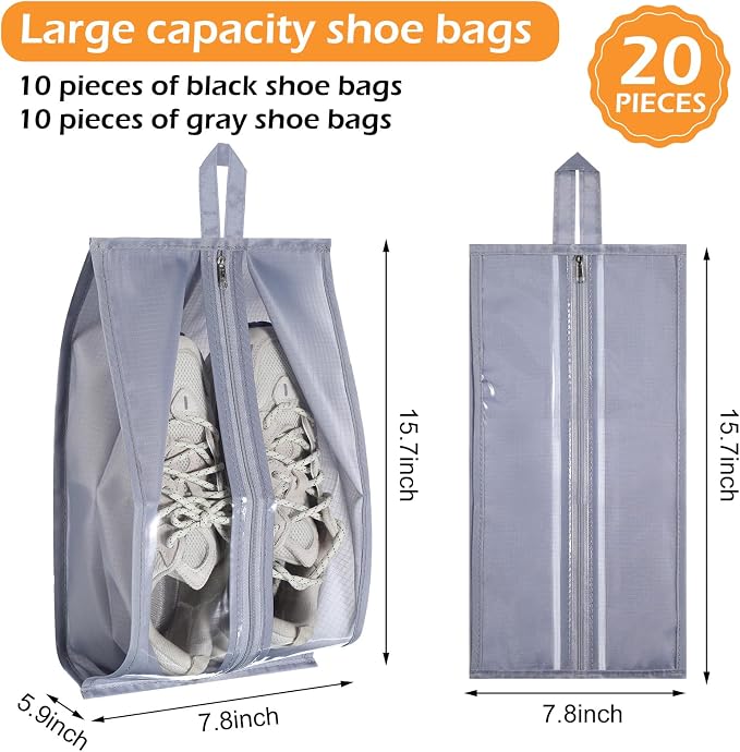 Windyun 20 Pcs Shoe Bags for Travel Waterproof Sneaker Bag Multi Color Shoe - Image 2
