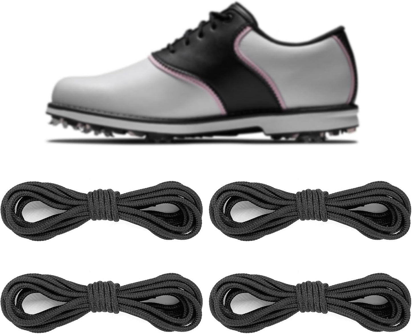 2 Pairs Polyester Golf Shoelaces for FootJoy Shoes, 3/32‘’(2.5mm) Thin Dress Oxford Shoe Laces Replacement Strings