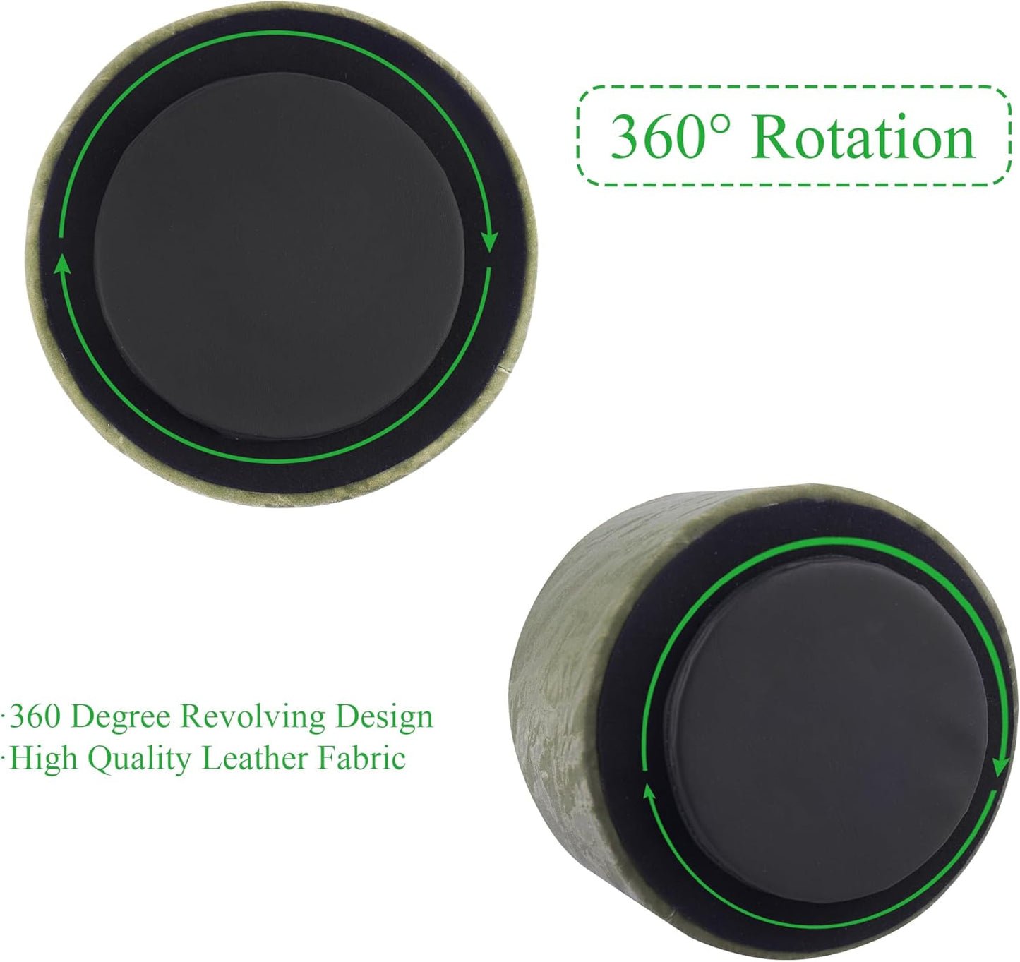 Hennaja Round Leather Art Supply Organizer,Remote Control Holder,360 Degree Spinning,Multi-Functional Pencil Holder,4 Compartments Desktop Stationary Organizer(1-Hill Green)