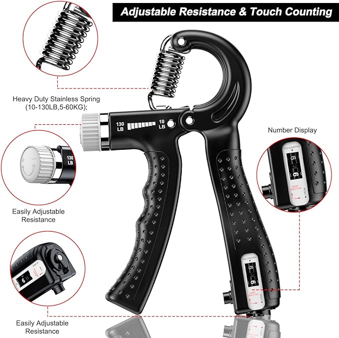 KDG Hand Grip Strengthener 2 Pack Adjustable Resistance 10-130 lbs Forearm - Image 2