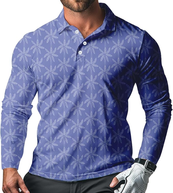Men's Long Sleeve Golf Shirt Quick Dry 3 Button Work Fishing Outdoor Casual by SQPO