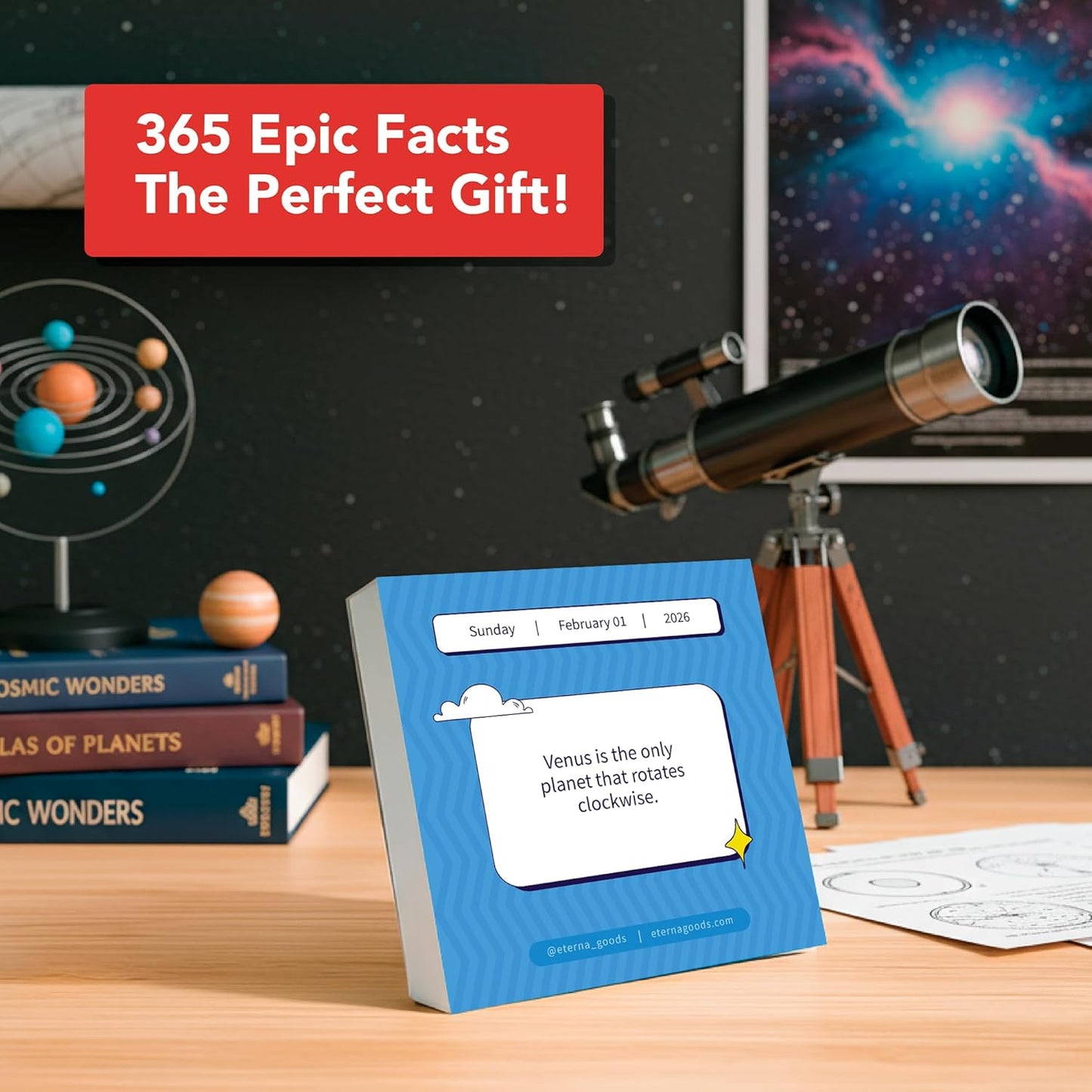 2026 Epic Facts Daily Desktop Calendar | Day To Day Tear Off Calendar with 365 Interesting Mental Floss Facts for Everyday of the Year, Fun Box Calendar Gift For Men or Women, Christmas Stocking Stuffer Gift for Home or Office