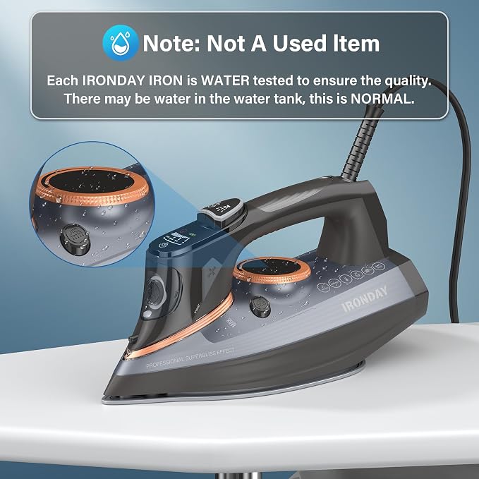 Steam Iron for Clothes with LCD Screen, 1700W Iron Non-Stick Ceramic Soleplate - Image 3