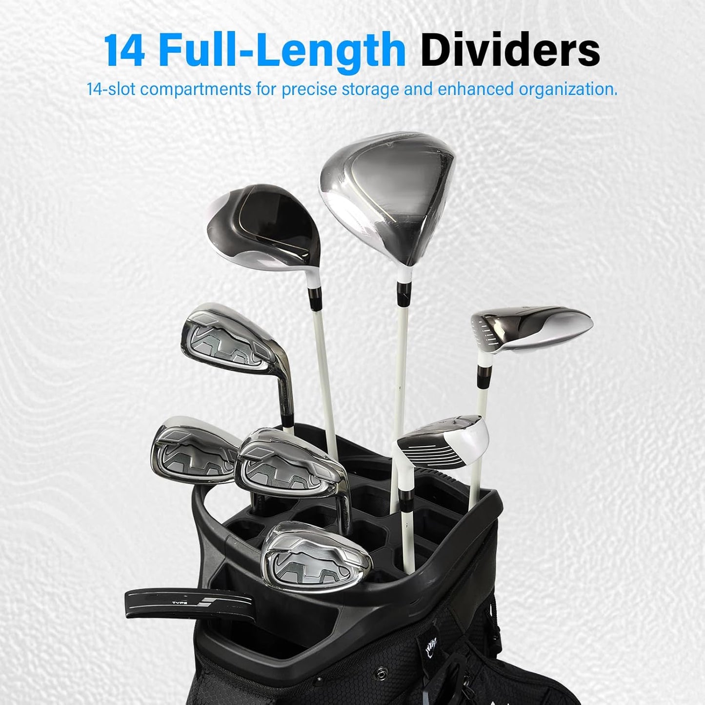 14-Way Golf Cart Bag, Full Length Premium Golf Bag for Men with Cooler Pocket, Handles and Rain Cover