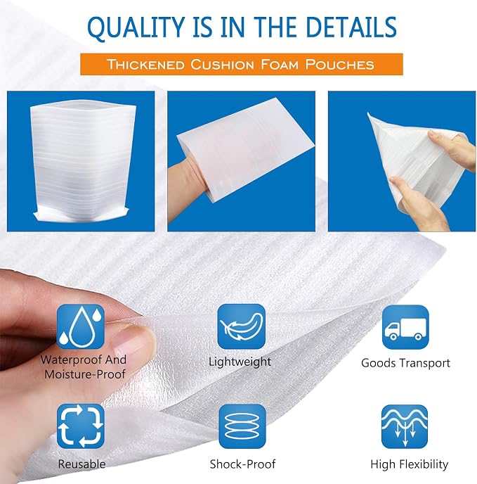 100 Pack Foam Pouches, Cushion Foam Wrap Pouches - Image 3