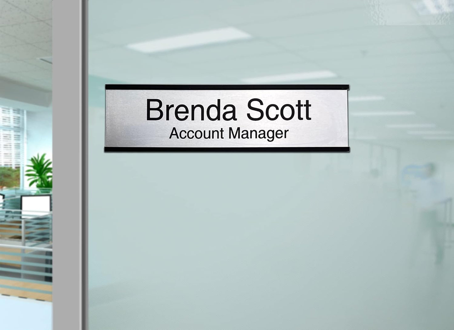 2" x 10" Personalized Aluminum Name Plates, Custom Office Desk or Wall Name Plates with Two Lines of Custom Texts, Three Name Plate Colors Silver, White, Black, Holders are Optional
