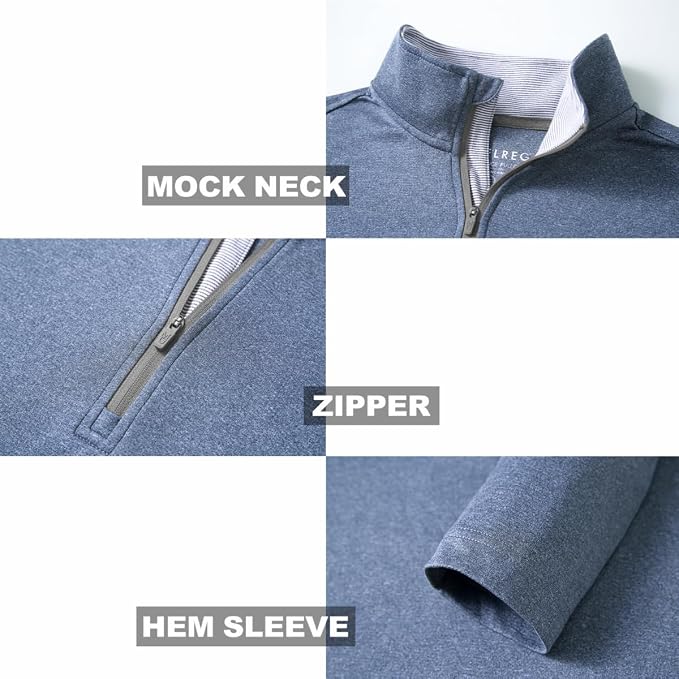 M MAELREG Quarter Zip Golf Pullover Men Dry Fit Long Sleeve Performance Wicking - Image 4