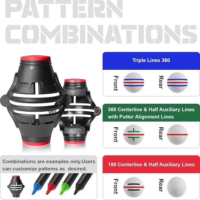 1 Pack 360° Triple Line Golf Ball Marker，Golf Ball Line Marker Tool，Golf Ball - Image 4