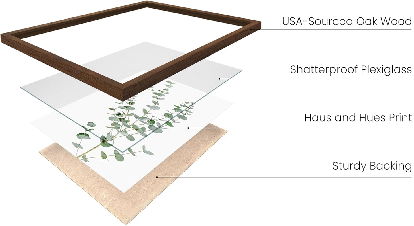 HAUS AND HUES Framed Botanical Prints - Set of 4 Framed Plant Pictures Wall Art, Botanical Decor, Eucalyptus Decor, Plant Wall Decor, Botanical Framed Art, Framed Plant Prints (8X10, Walnut Framed)