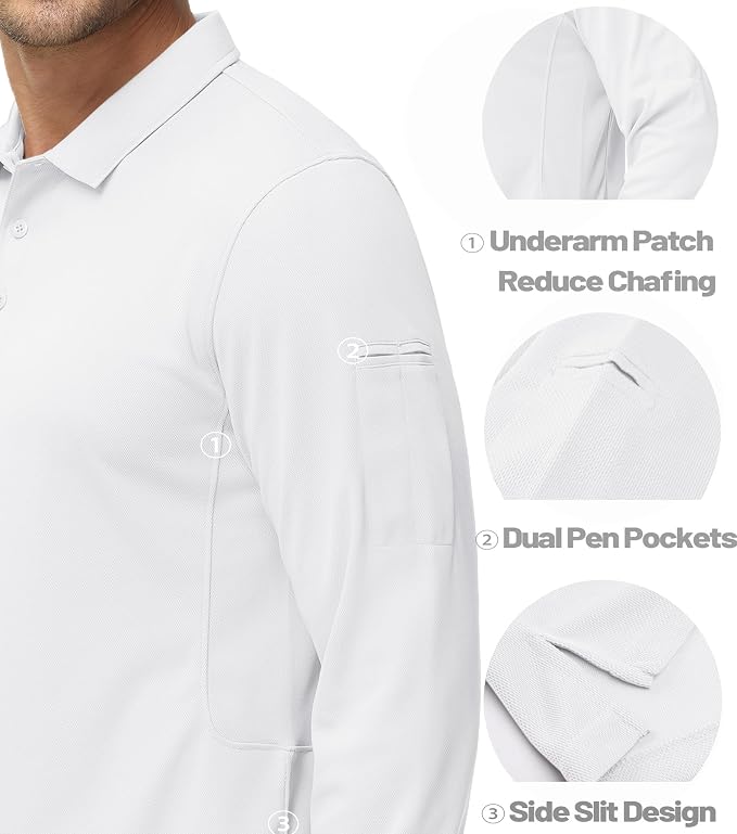 MAGCOMSEN Men's Polo Shirts 3 Button Quick Dry Performance Long Sleeve Tactical - Image 4