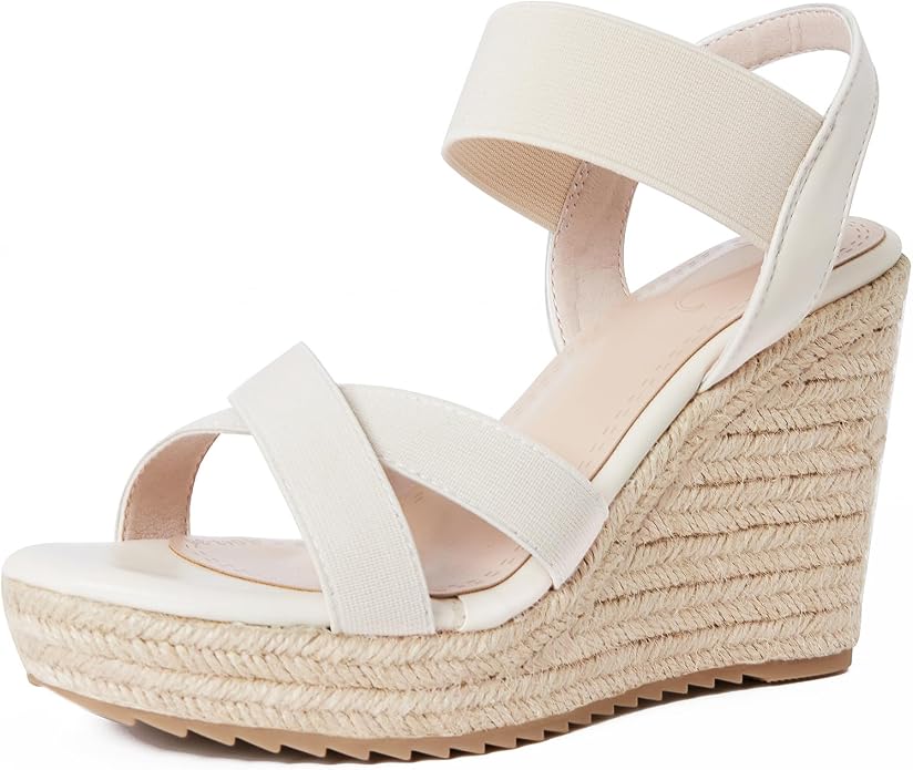 mikarka Women's Open Toe Espadrilles Wedge Sandal Slip On Elastic Ankle Strap by mikarka