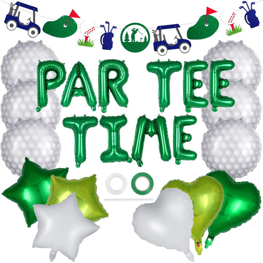 23 Pcs Let’s Partee Time Golf Party Decorations, Golf Balloons Banner Set, Sport Themed Party Supplies for Baby Shower, Retirement, Birthday Parties