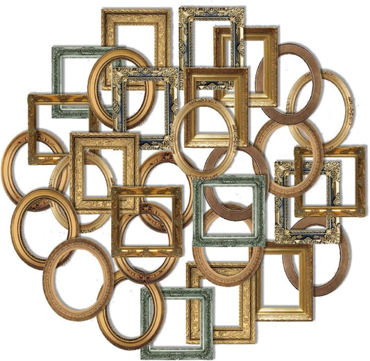 30Pcs Vintage Scrapbook Paper Photo Frame for Scrapbooking Junk Journal Collage Diary Embellishment DIY Photo Album DIY Craft Decoration, 10 Patterns (YSDC6)