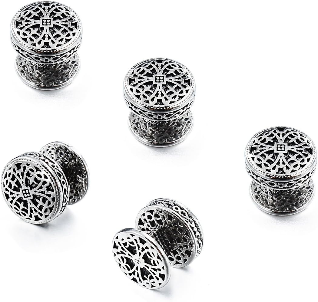 HAWSON Cufflinks and Studs for Men-Fashion Men Vintage Enamel Carbon Fiber Tuxedo Shirt Cufflinks and Studs Set for Regular Wedding Business Accessories