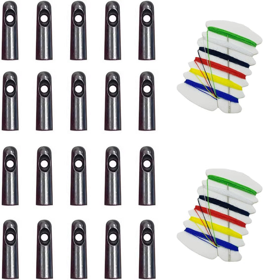 20 Pcs Umbrella Tail Replacement Beads, Umbrella Repair Kit with 2 Set Needles Threads, Metal Folding Umbrella Tips Parts for Patio Umbrellas Golf Umbrella Repairs (Hole 3.8mm)