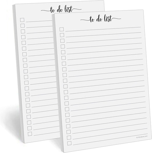 321Done To Do List Notepad - Pack of 2-50 Sheets (5.5" x 8.5") To-Do's Notepad Tear Off, Planning Memo Pad, Planner Checklist Organizing - Wide-Ruled