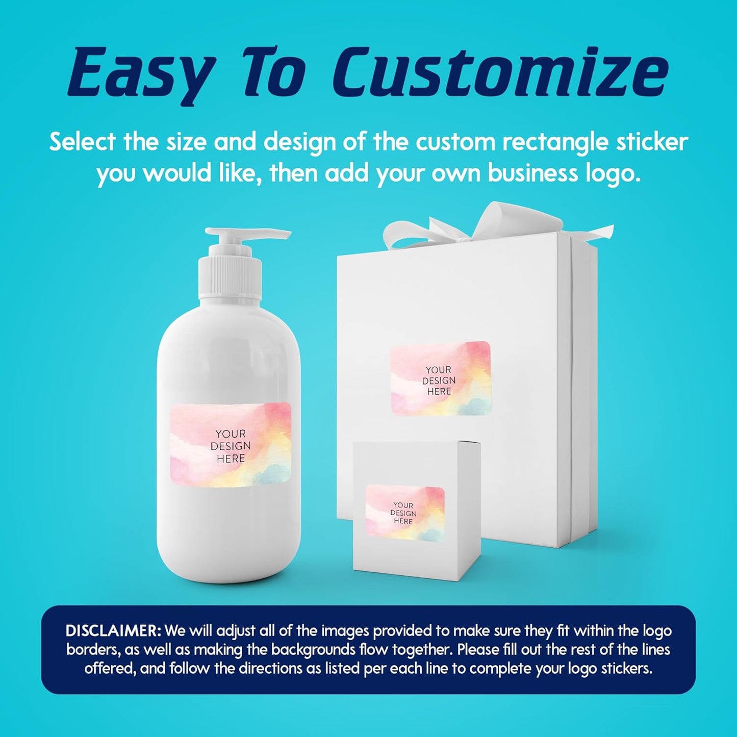 100 Custom Vinyl Stickers - Upload Your own Image, Text, Design, Logo - Personalized Logo Labels for Handmade, Packaging, Bottle, Jars, Candle, Brand Stickers (Watercolor, 5x3)