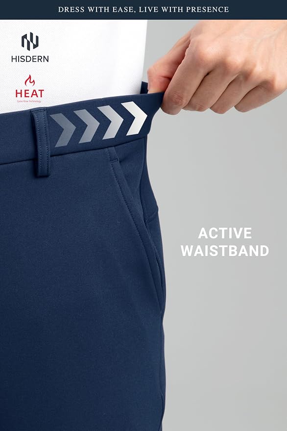 HISDERN Heat 701 Men's Thermal Golf Pants Stretch Fleece 30"/32" No Iron Comfy - Image 6