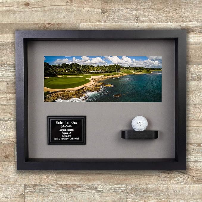 Hole in One Shadowbox and Golf Ball Display Case | Personalized Engraved Plate - Image 5