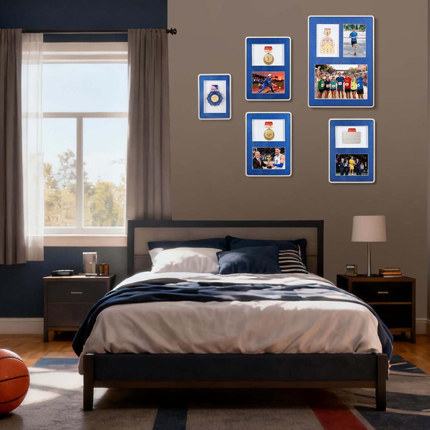 2-in-1 Shadow Box Display -Single Medal,Race Bibs & Photo Display Frame Case, Perfect for Marathon, Race Winner, Soccer, Football, Gymnastics & All Sports Memorabilia(A4 Size)