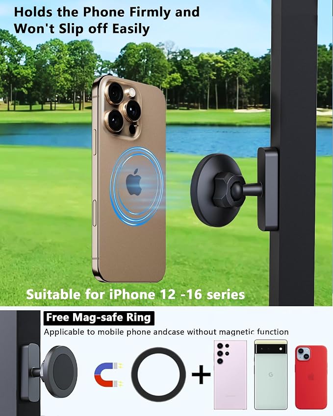 Magnetic Golf Cart Phone Holder：360 ° Rotatable Anti Shake Alloy Phone Mount - Image 2
