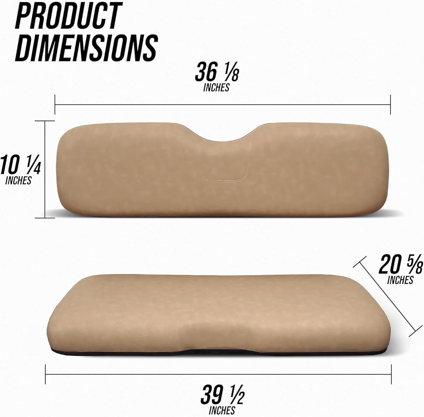 Huskey Parts Company Golf Cart Seat Cushion Set for EZGO RXV 2008-Up, Black Color, Front Seat Lean Back & Bottom Replacement with Mounting Hardware & Hinges