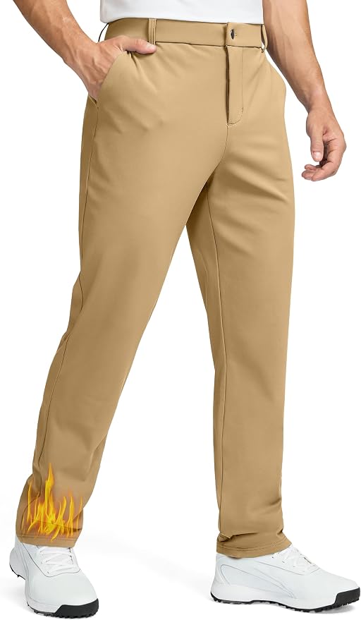 Soothfeel Men's Fleece Lined Pants 30"/32"/34" Golf Work Dress Pants Casual by SoothfeelOnline