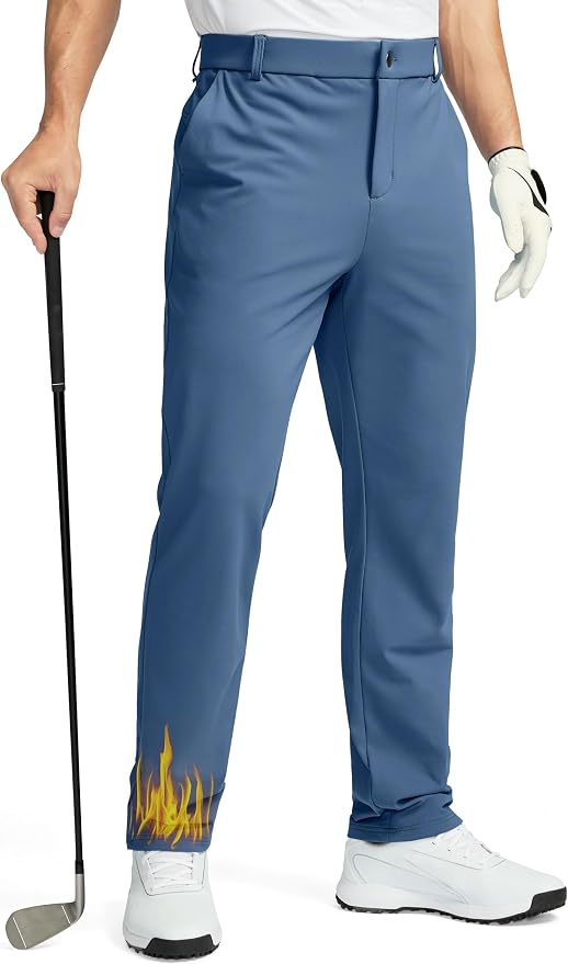 Soothfeel Men's Fleece Lined Pants 30"/32"/34" Golf Work Dress Pants Casual by SoothfeelOnline