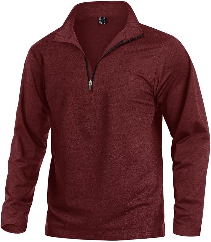 KEFITEVD Men's Quarter Zip Pullover Fleece Lined Long Sleeve Golf Shirt 1/4 Zip by KEFITEVD