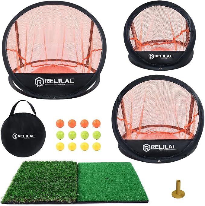 Pop Up Golf Chipping Practice Net Set by RELILAC