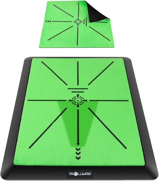 Golf Hitting Mat Golf Training Accessories for Swing Path Feedback 16.5"x12.5" with Replaceable Velvet Mat Practice Trainer Matt for Men Women Kids