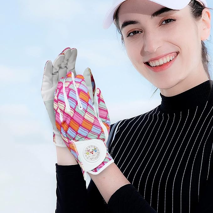 Golf Gloves Women with Ball Marker 2 Pack, Right Handed Golfer Left Hand - Image 7