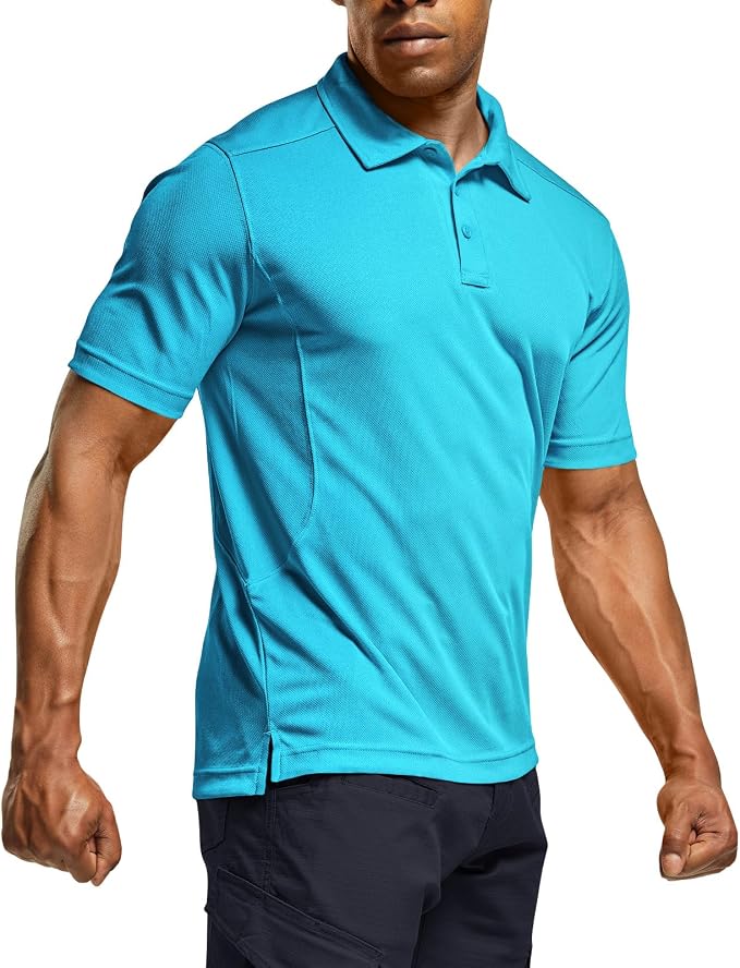 CQR Men's Polo Shirts, Tactical Short Sleeve Golf Performance Shirts, by CQR%C2%AE