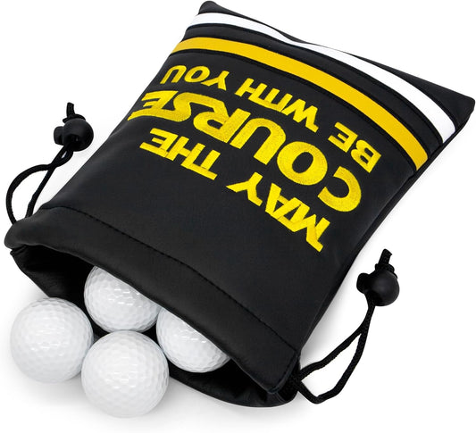 Golf Valuables Pouch, Leather Golf Tee Pouch with Drawstring Closure Golf Ball Tee Handbag Portable Golf Accessories