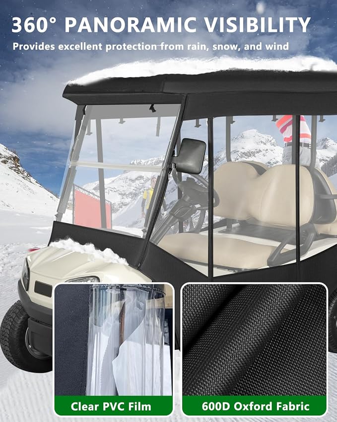 Golf Cart Enclosure 4 Passenger Extended Roof 88 inch - Image 7