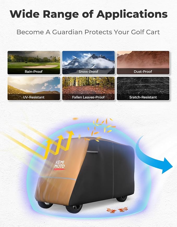 KEMIMOTO Golf Cart Cover, 2/2+2/4/4+2/6/6+2/8 Passenger Heavy Duty Golf Cart - Image 2