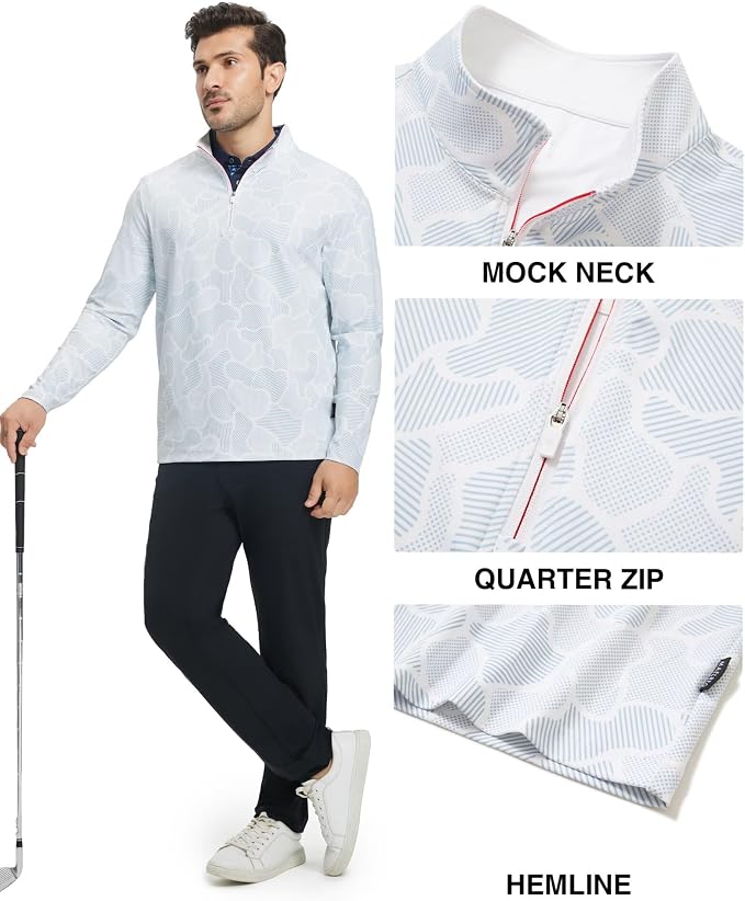 M MAELREG Quarter Zip Golf Pullover Men Dry Fit Long Sleeve Performance Wicking - Image 3
